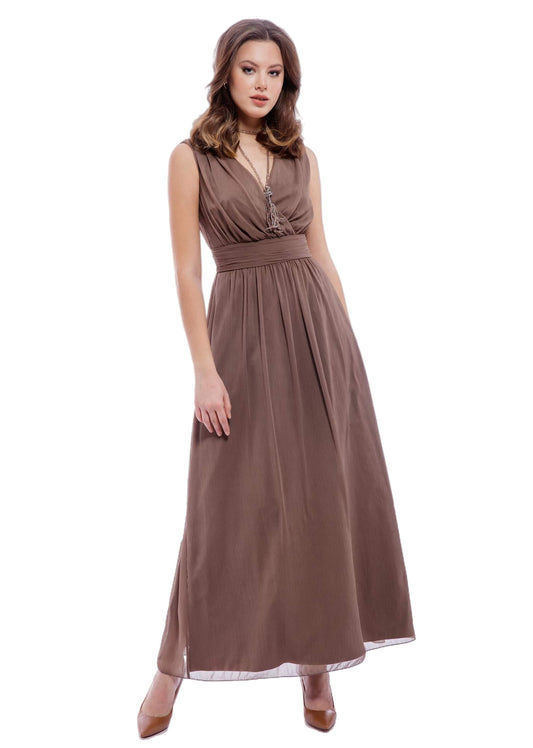 Simple V-neck Chiffon Floor-Length Long Bridesmaid Dresses
