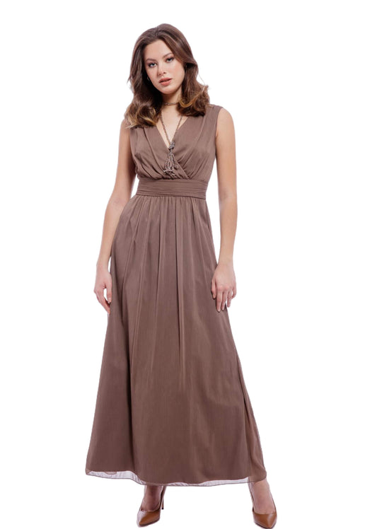 Simple V-neck Chiffon Floor-Length Long Bridesmaid Dresses