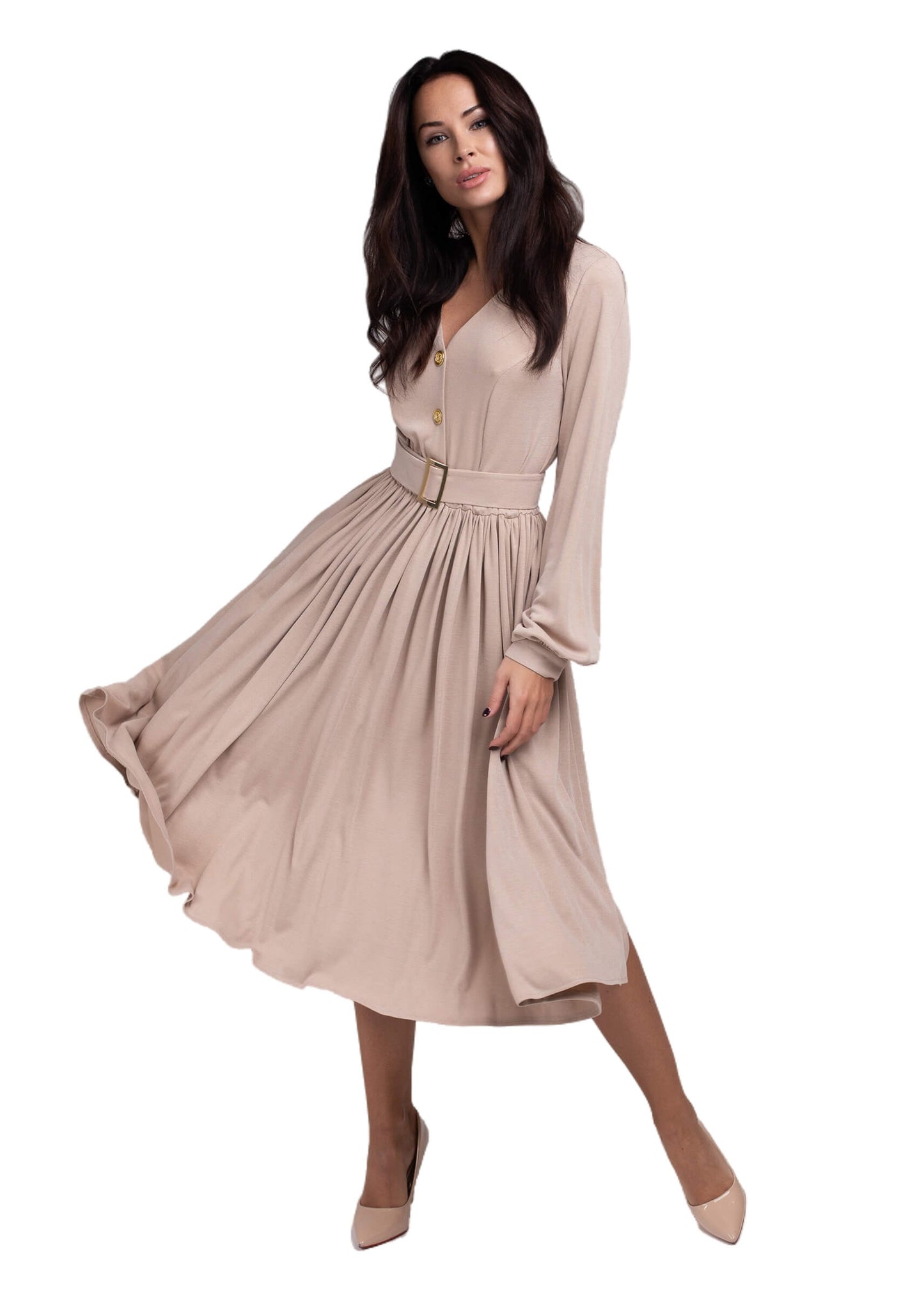 Midi Casual V-Neck Split Dress
