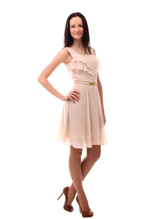 New Womens H&M Light Peach Belted Dress