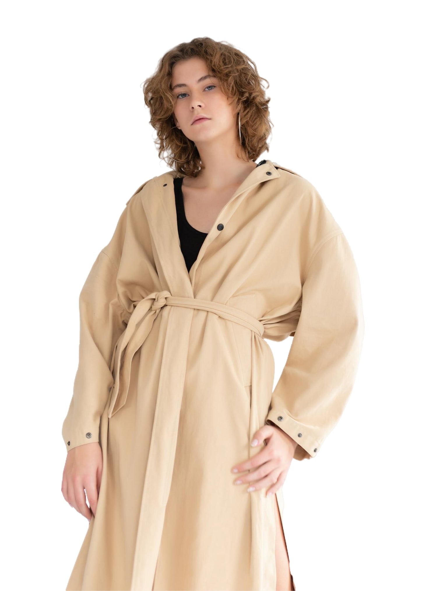 Shoulder-Pad Trench Coat