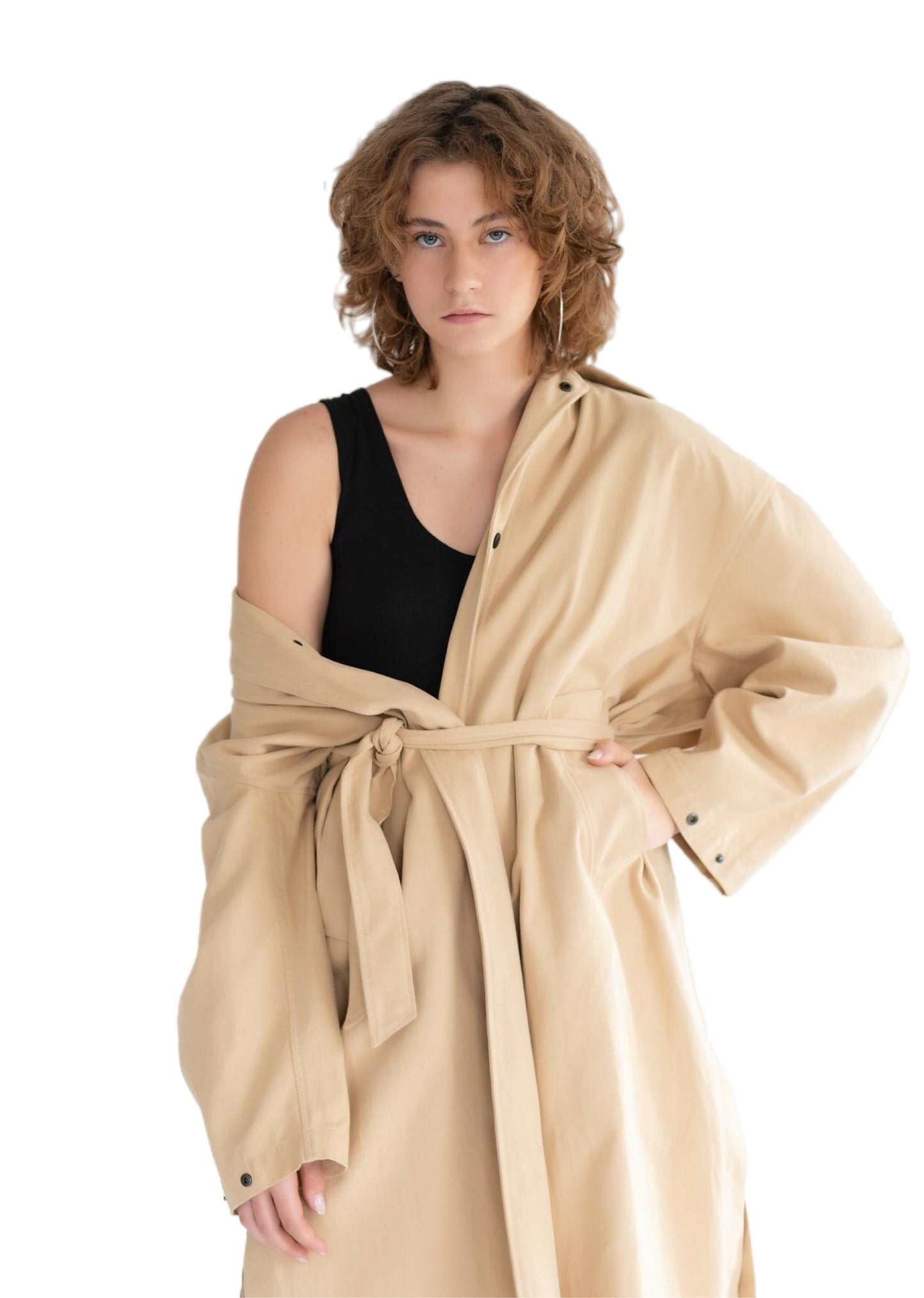 Shoulder-Pad Trench Coat