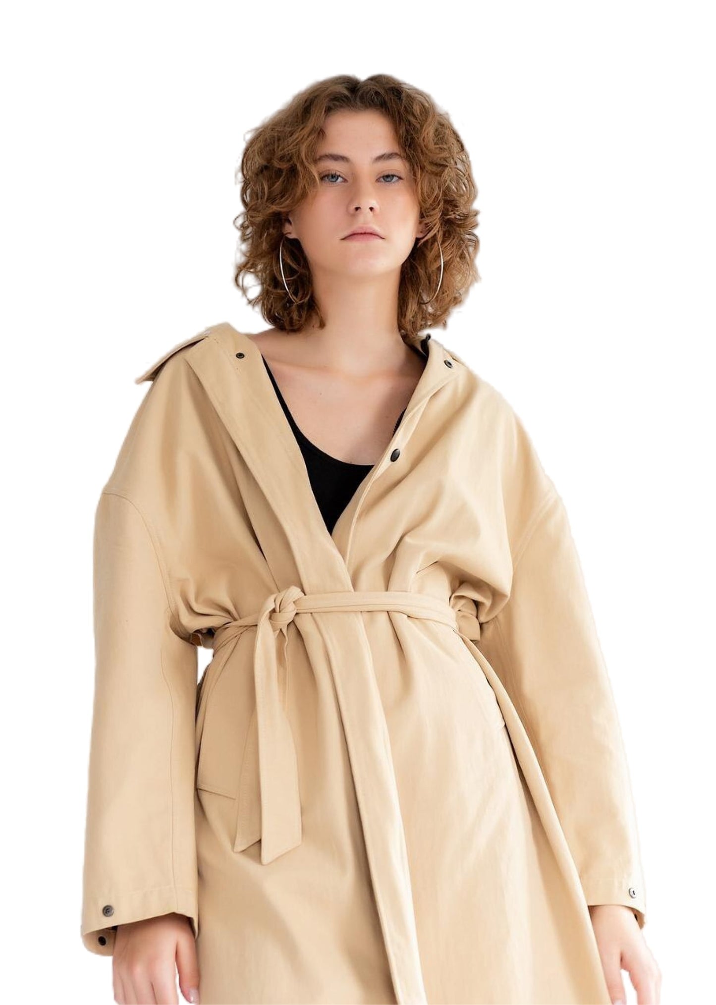 Shoulder-Pad Trench Coat