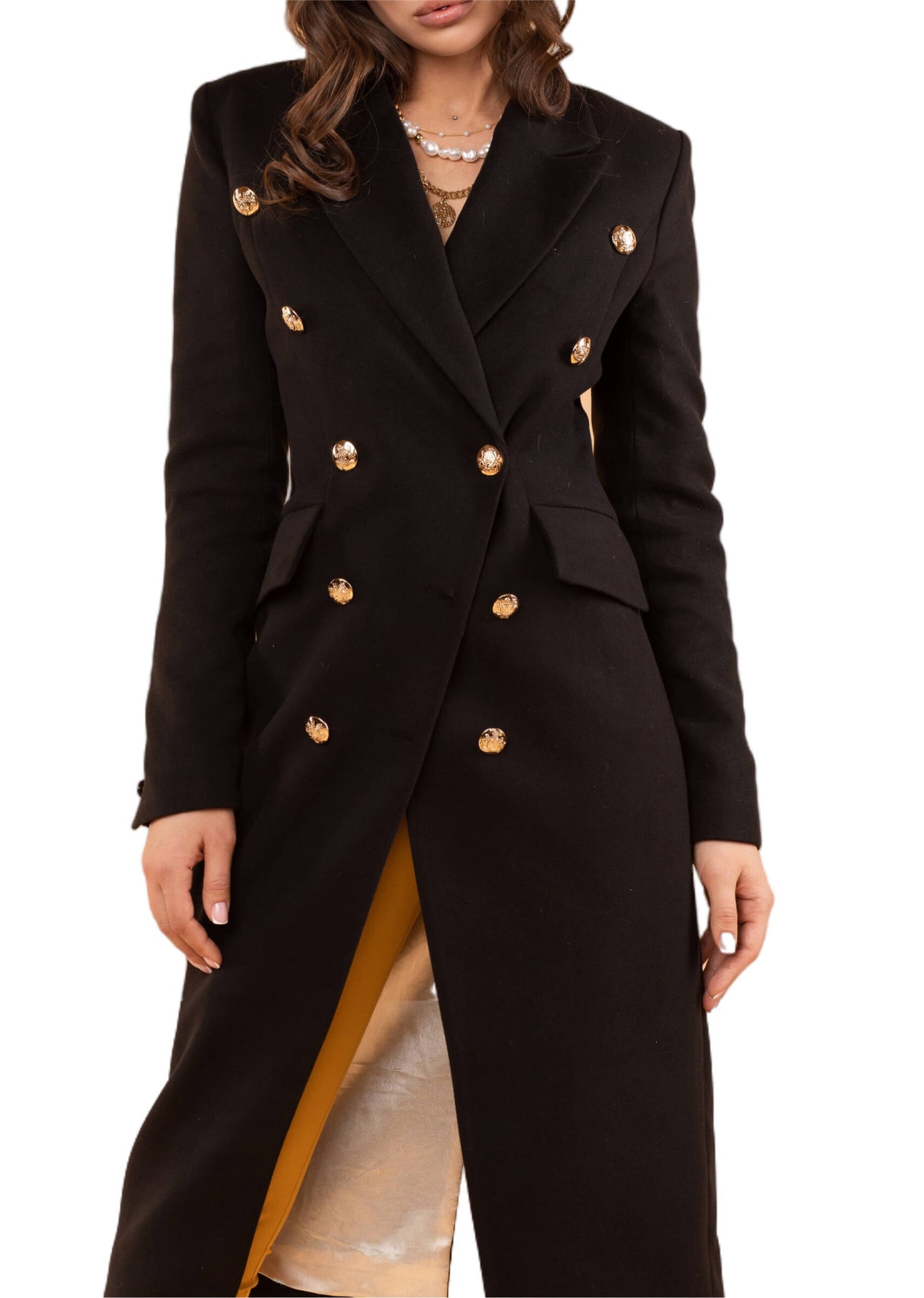 Bird Button Wool Blend Military Coat