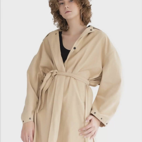 Shoulder-Pad Trench Coat