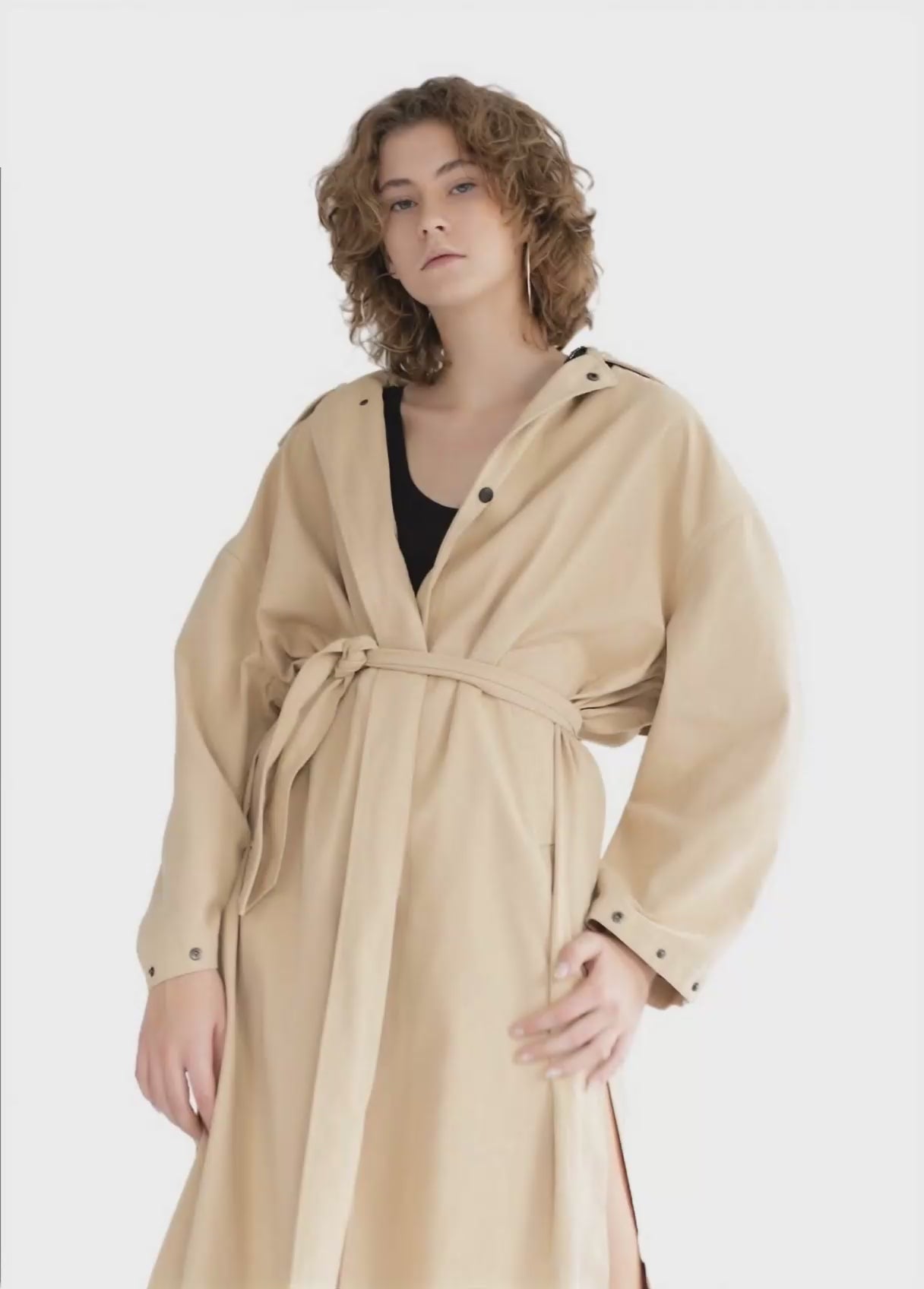 Shoulder-Pad Trench Coat