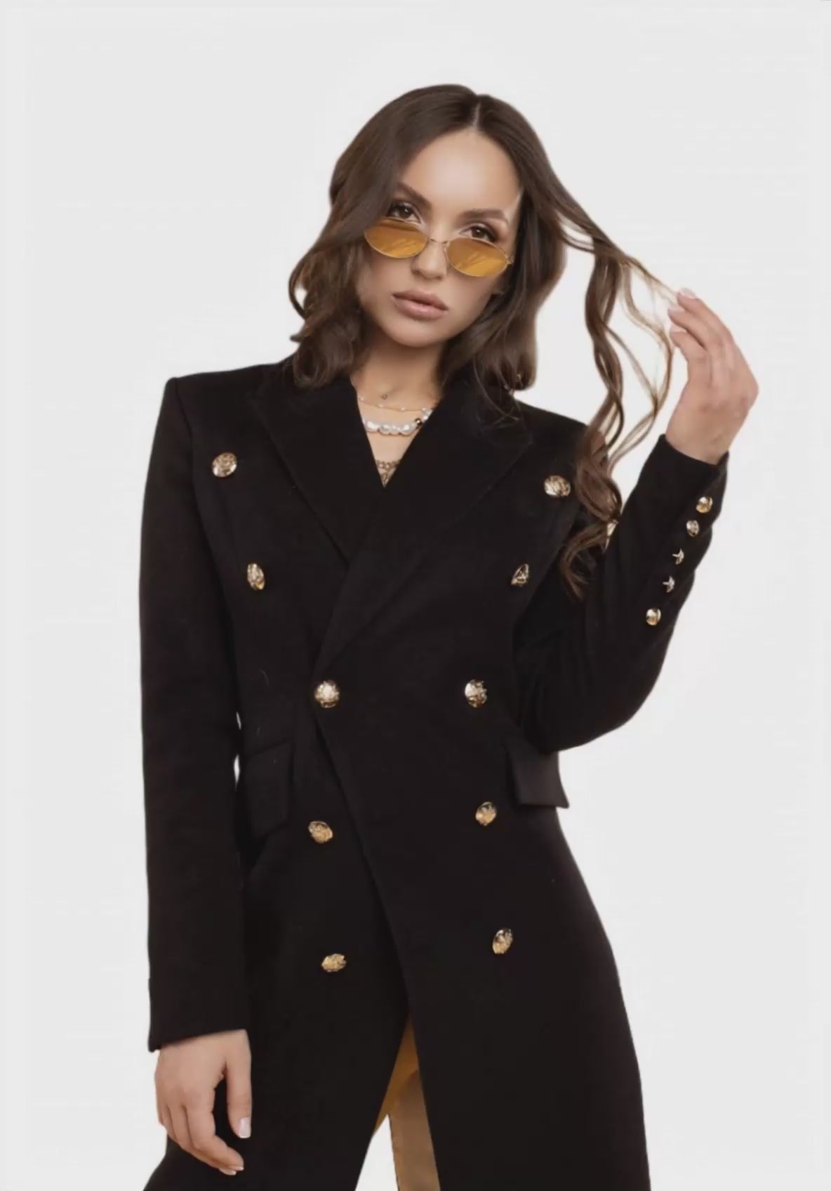 Bird Button Wool Blend Military Coat
